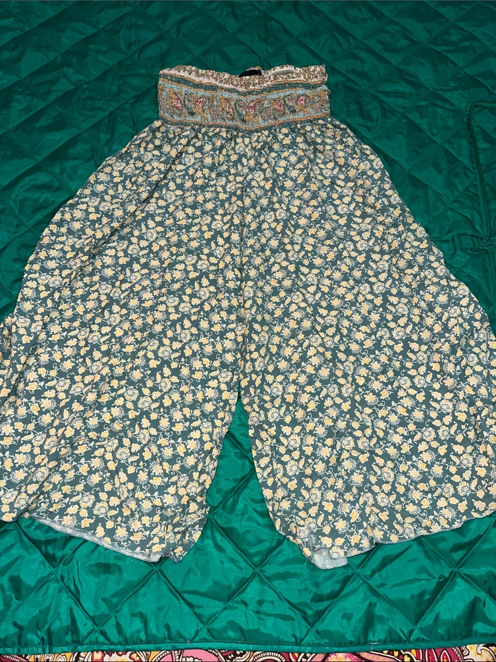 The Pyramid Collection Woman’s  Floral Smocked Waist Wide-Leg Pants - Blue